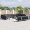 Image de vidaXL Ensemble de canapé de jardin avec coussin 14 pcs Noir Acier