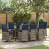 Image de vidaXL Ensemble de salle à manger pour jardin 9 pcs Noir polyrotin