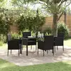 Image de vidaXL Ensemble de salle à manger pour jardin 5 pcs Noir polyrotin