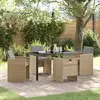 Image de vidaXL Ensemble de salle à manger pour jardin 5 pcs Beige polyrotin