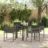 Image de vidaXL Ensemble de salle à manger pour jardin 5 pcs Gris polyrotin