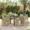 Image de vidaXL Ensemble de salle à manger pour jardin 5 pcs Beige polyrotin