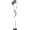 Image de Eglo Maronda - Lampadaire intérieur 3 lumières E14 - Noir acier et abat-jours blancs/bruns/anthracite