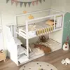 Image de Lit Superposé Enfant 90x200 cm - Rangements Intégrés - Blanc