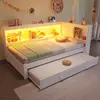 Image de Lit Gigogne 90x200 cm Ports USB - Blanc
