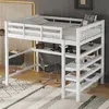 Image de Lit mezzanine 140x200 cm Lit avec bureau intégré - Blanc