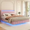 Image de Lit double 140x200 cm Lit adulte réglable - Rose