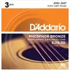 Image de 3 Jeux De Cordes Pour Guitare Acoustique D'addario P-Bronze Extra-Light 10-47 - Ej15-3d