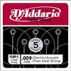 Image de D'addario Pl009-5 - 5 Cordes Au DÃ©tail 009 Guitare Ãlectrique - Acier Plein