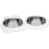 Image de Gamelle Pour Chat - Catit - Pixi - 2 X 200ml - Double - Bols En Acier Inoxydable Amovibles - Blanc