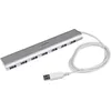 Image de Startech Hub USB 3.0 compact Ã  7 ports avec cÃ¢ble intÃ©grÃ© - Concentrateur USB 3.0 avec boÃ®tier en aluminium - Argent - Commutateur de partage des pÃ©riphÃ©riques USB - 7 x SuperSpeed USB 3.0 - de bureau