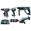 Image de Ensemble de 4 machines MAKITA - 3 Batteries 18V Li-Ion 4.0 - Perceuse DDF458 + Meuleuse DTD152 + Perfo DHR202 + Visseuse DGA452 - DLX4054MX1