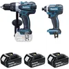 Image de Ensemble de 2 machines MAKITA Perceuse DDF458 + Visseuse Ã  chocs DTD152 + 3 batteries, chargeur, coffret - DLX2144TJ1