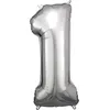 Image de BALLON ALUMINIUM CHIFFRE 1 86CM ARGENT