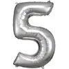 Image de BALLON ALUMINIUM CHIFFRE 5 86CM ARGENT