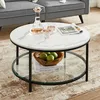 Image de Table Basse, Support en verre TrempÃ©, Facile Ã  assembler, Blanc MarbrÃ© et Noir