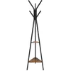 Image de Porte-manteau sur pieds avec 2 Ã©tagÃ¨res, Marron Rustique + Noir