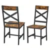 Image de Chaises de salle Ã  manger, Lot de 2, SiÃ¨ges de cuisine, Cadre en acier, Ergonomique, Style Industriel, Marron Rustique et Noir