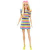 Image de Barbie - Barbie Fashionistas 197 Blonde avec bretelles et robe arc-en-ciel - PoupÃ©e Mannequin - 3 ans et +