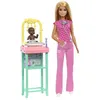 Image de Barbie Barbie-Coffret Barbie PÃ©diatre-PoupÃ©e blonde et poupÃ©e bÃ©bÃ©