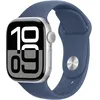 Image de Apple Watch Series 10 GPS + Cellular - 42mm - BoÃ®tier Silver Aluminium - Bracelet Denim Sport Band - S/M