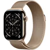 Image de Apple Watch Series 11 GPS + Cellular 42mm Boitier en Titane Or avec Bracelet Milanais Or