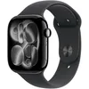 Image de Apple Watch Series 11 GPS + Cellular 46mm Boitier en Aluminium Noir de Jais avec Bracelet Sport Noir S/M
