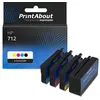 Image de Cartouche compatible HP 712 (3ED67/68/69/70A) - 4 couleurs - Multipack