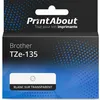 Image de Ruban compatible Brother TZe-135 - (12 mm) - Blanc sur transparent