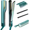 Image de Shark SilkiPro Straight Lisseur + Sèche-cheveux tout-en- un avec étui de rangement résistant à la chaleur - Turquoise Turquoise | HT401EUBL 