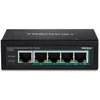 Image de TRENDnet TI-PE50 - Commutateur - non gÃ©rÃ© - 4 x 10/100 (PoE+) + 1 x 10/100 - Montage sur rail DIN, fixation murale - PoE+ (90 W) - Tension CC - ConformitÃ© TAA