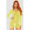 Image de Robe 86794 Manches Longues & Dentelle Jaune Fluo