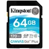 Image de Kingston Canvas Go! Plus - Carte mémoire flash - 64 Go - Video Class V30 / UHS-I U3 / Class10 - SDXC UHS-I