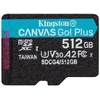 Image de Kingston Canvas Go! Plus - Carte mÃ©moire flash - 512 Go - A2 / Video Class V30 / UHS-I U3 / Class10 - microSDXC UHS-I