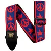 Image de Ernie Ball 4698 - Sangle Jacquard Peace Love Dove Rouge Et Bleu