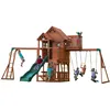 Image de Aire De Jeux En Bois  Avec BalanÃ§oire / Toboggan / Bac De Sable / Mur D'escalade / Cadre D'escalade / Barre De TrapÃ¨ze  Maison Enfant Exterieur - Backyard Discovery Skyfort Ii