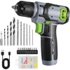 Image de Perceuse Visseuse Sans Fil 8V WORKPRO, Visseuse Devisseuse Sans Fil Gris Vert, Accessoires 53 Pieces, avec Mandrin 10mm, LED Lumiere, Cable de Charge Type C, pour Reparation Maison DIY