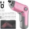 Image de Perceuse Visseuse Sans Fil 6Nm 3,6V WORKPRO, Visseuse Devisseuse Excentrique avec 21 Embouts, Barre d'Extension, Batterie 2000 mAh, Lumiere LED, Cable USB-C, Boite de Rangement, pour Bricolage, Rose