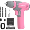 Image de Kit de Perceuses Visseuse Sans Fil 8V Rose WORKPRO, Visseuse Devisseuse Sans Fil 2000mAh, Couple 12Nm, Mandrin de Percage 10mm, LED Lumiere, Kit d'Accessoires Complet, pour Reparation Maison DIY