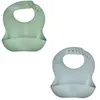 Image de Lot De 2 Bavoirs Silicone 1 Vert Cactus + 1 Gris