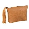 Image de Trousse cuir Vintage plat pompon - 17 x 14 x 1 cm