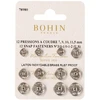 Image de Bouton pression à coudre tailles assorties argent par 12