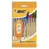 Image de Bic Cristal - Pochette De 10 Stylos Ã Bille - Pointe Moyenne - Corps Plastique Transparent - 4 Couleurs D'encre