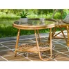 Image de Table Basse Ronde En Rotin Avec Plateau En Verre - Jardiline