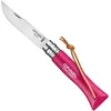 Image de Opinel 92201 Couteau Opinel NÂ° 6 Vri, Lame Inox, Manche 9,3 Cm Charme LasurÃ© Framboise Avec Lacet Cuir, Virole Tournante.