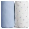 Image de Lot De 2 Draps Housse ImprimÃ© Ãtoiles Bleu / Bleu 60 X 120 Cm - Babycalin
