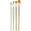 Image de Pinceau long Synthétique Doré 4 pcs Plat + Rond