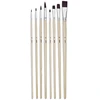 Image de Pinceau long Synthétique Brun 8 pcs Plat + Rond