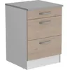 Image de Oslo Meuble Bas 3 Tiroirs + Plan - DÃ©cor Chene Jackson - L 60 X P 60 X H 86 Cm
