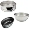 Image de Fackelmann 9983050 Ensemble 3 Ustensiles SpÃ©cial Pain, Bol Cul De Poule, Tamis Ã Farine, Moule Ã Pain, Cuisson Du Pain, Fait Maison, Acier, Acier Inoxydable, Noir, Inox, Gris, De 18 Ã 25 Cm